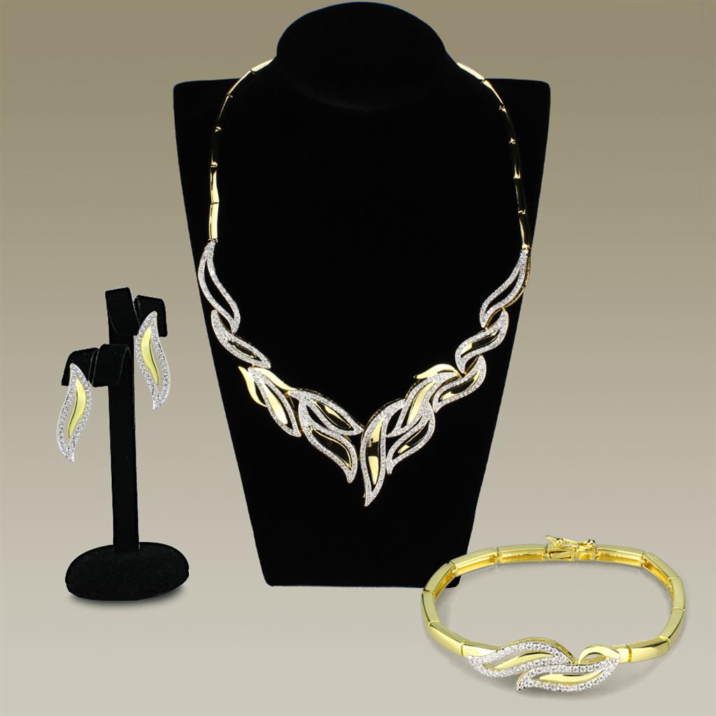 Gold+Rhodium Brass Jewelry Sets with AAA Grade CZ  in Clear Angelwarriorfitness.com