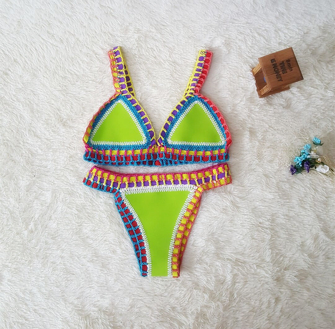 Hand Crochet Colorful Bikini Set Angelwarriorfitness.com