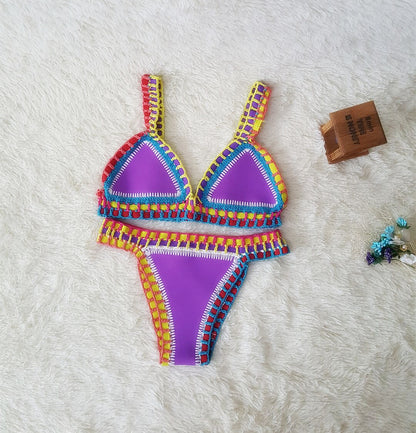 Hand Crochet Colorful Bikini Set Angelwarriorfitness.com