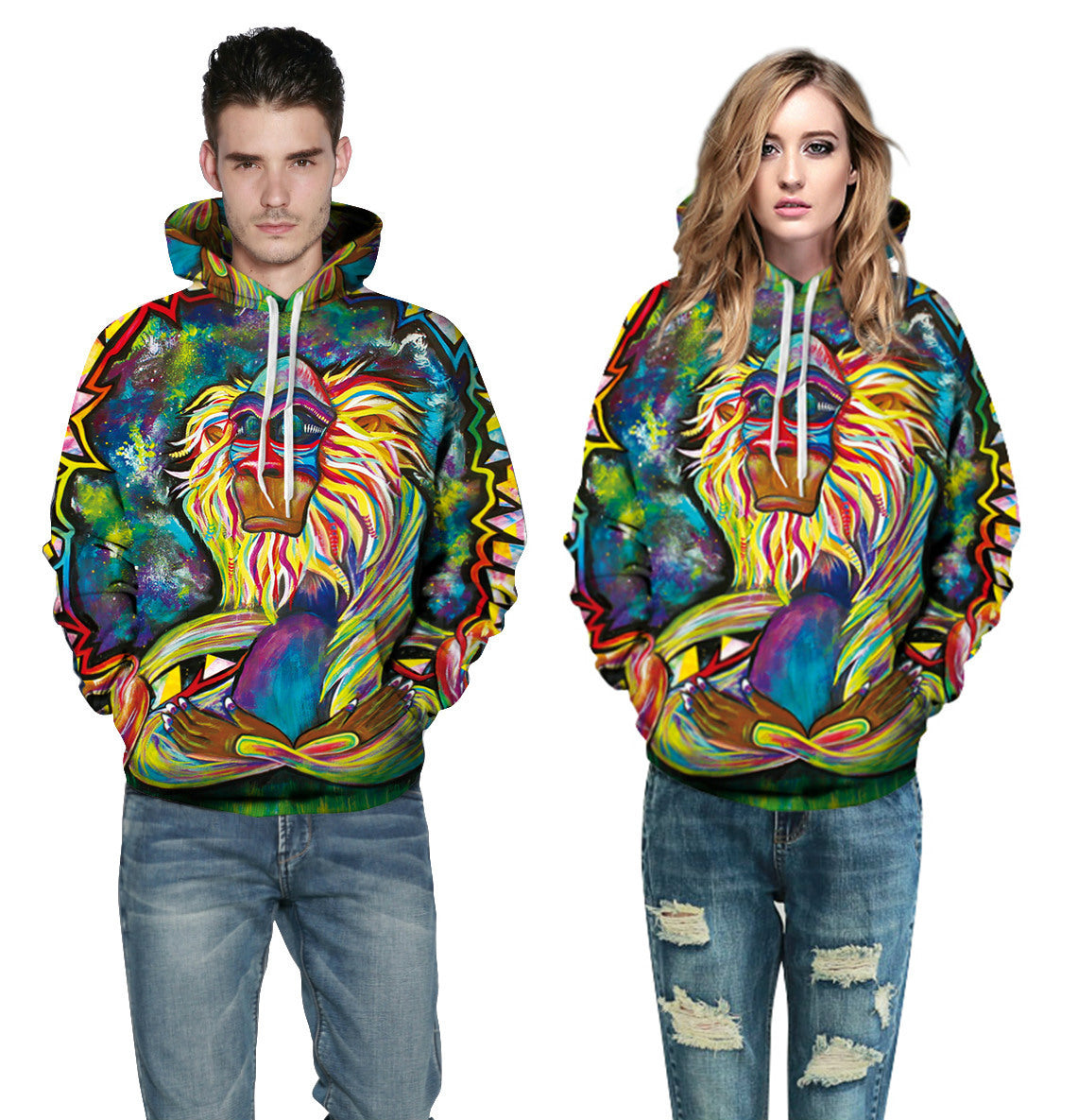 Fashion Men&Women Hoodie Monkey 3d Print Sweatshirts Hip Hop Streetwear Coats Couples Tracksuits Pocket Plus Size Brand Hoodie Angelwarriorfitness.com