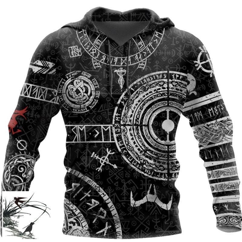 Viking Odin Tattoo D Printed Men hoodies Angelwarriorfitness.com
