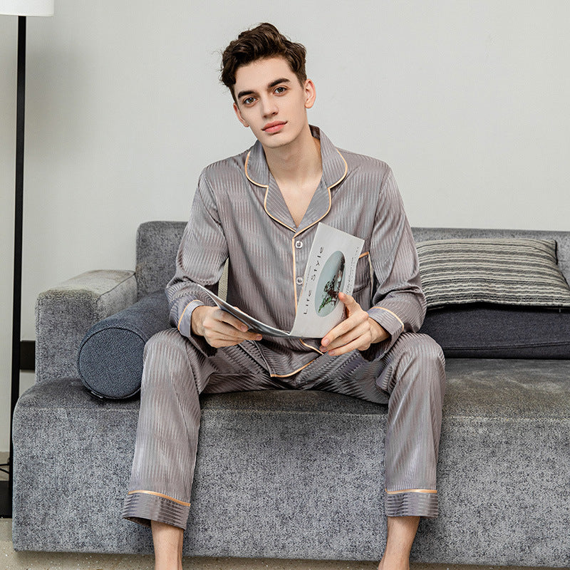 Men's Long Sleeved Trousers Ice Silk Pajamas Angelwarriorfitness.com