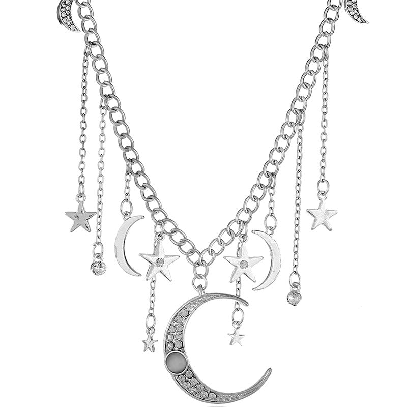 Star Moon Lady Short Necklace Angelwarriorfitness.com