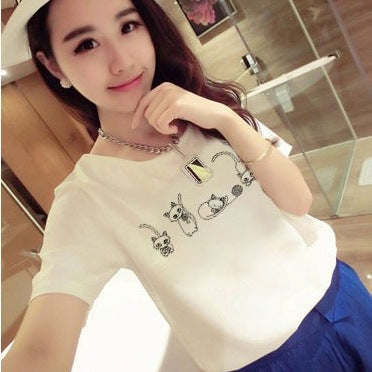 Women's t-shirt printing letters short-sleeved t-shirt women Angelwarriorfitness.com