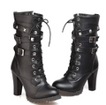 Women's Rivet Mid-Tube Calf High-Heel Martin Boots Platform Boots Angelwarriorfitness.com