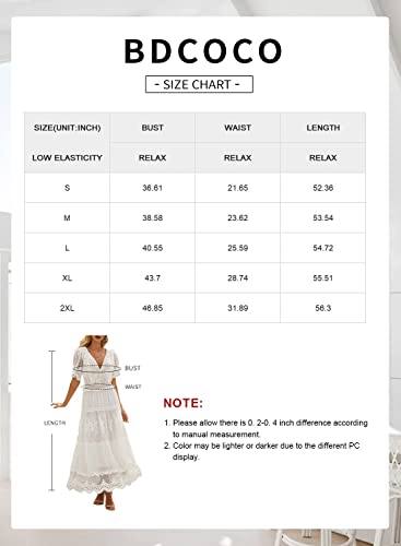 Women's V Neck Button Down Floral Lace Maxi Dress Casual Short Angelwarriorfitness.com