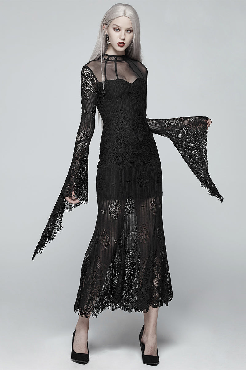Gothic lace long sleeve dress Angelwarriorfitness.com
