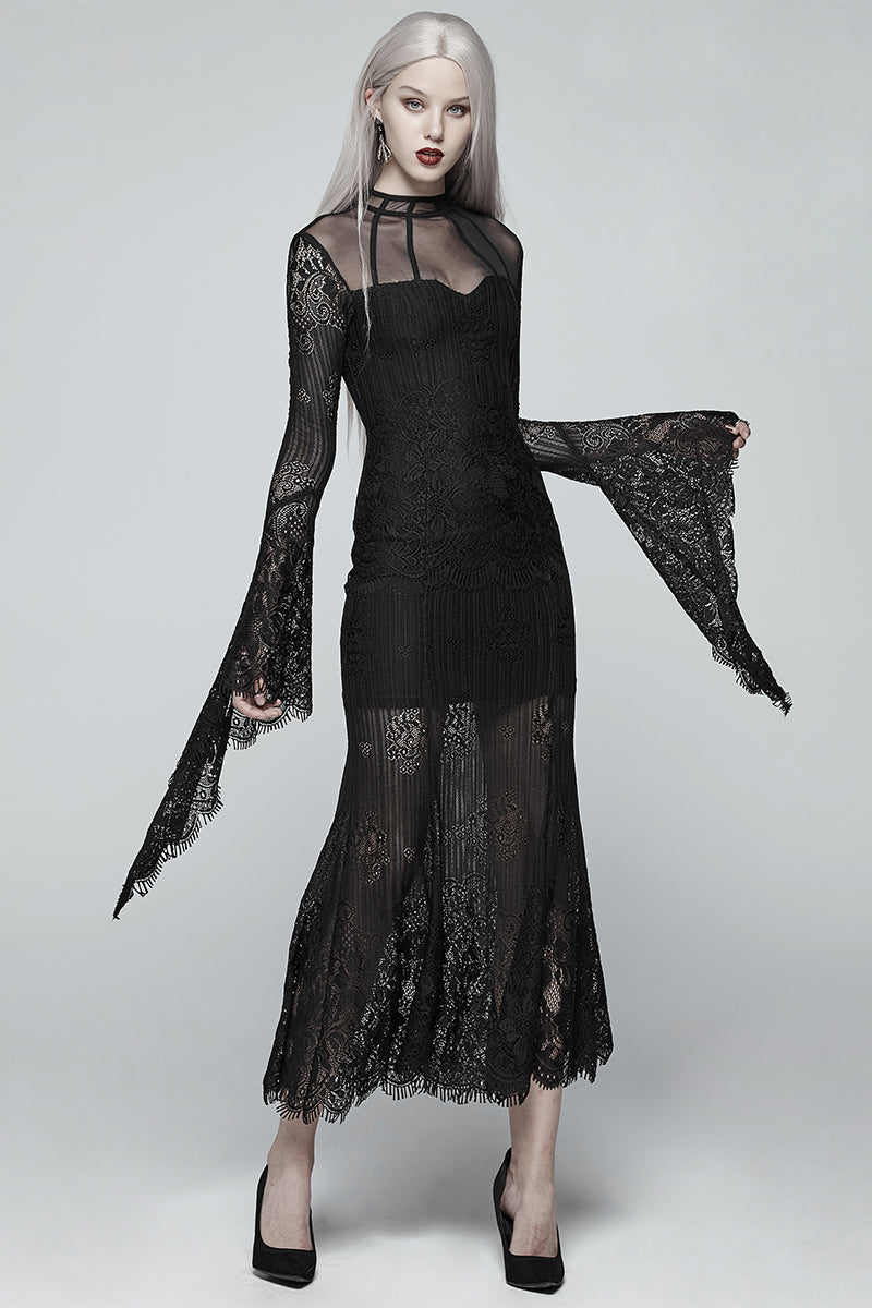 Gothic lace long sleeve dress Angelwarriorfitness.com