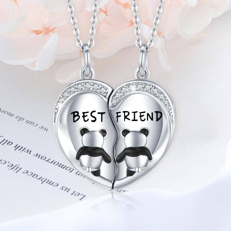 Best Friends Necklaces Panda Heart Pendant Angelwarriorfitness.com