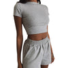 Casual Short Sleeve High Waist Crop Shorts Fashion Set Angelwarriorfitness.com