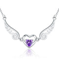 Angel Wings Necklace Pure Silver 925 Jewelry Romantic Purple Crystal Heart Necklaces For Women Sterling-Silver-Jewelry Necklace Angelwarriorfitness.com