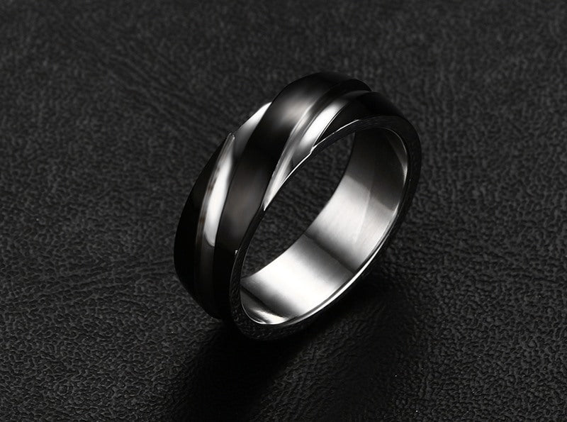 Black Titanium Steel Twill Men's Ring Angelwarriorfitness.com