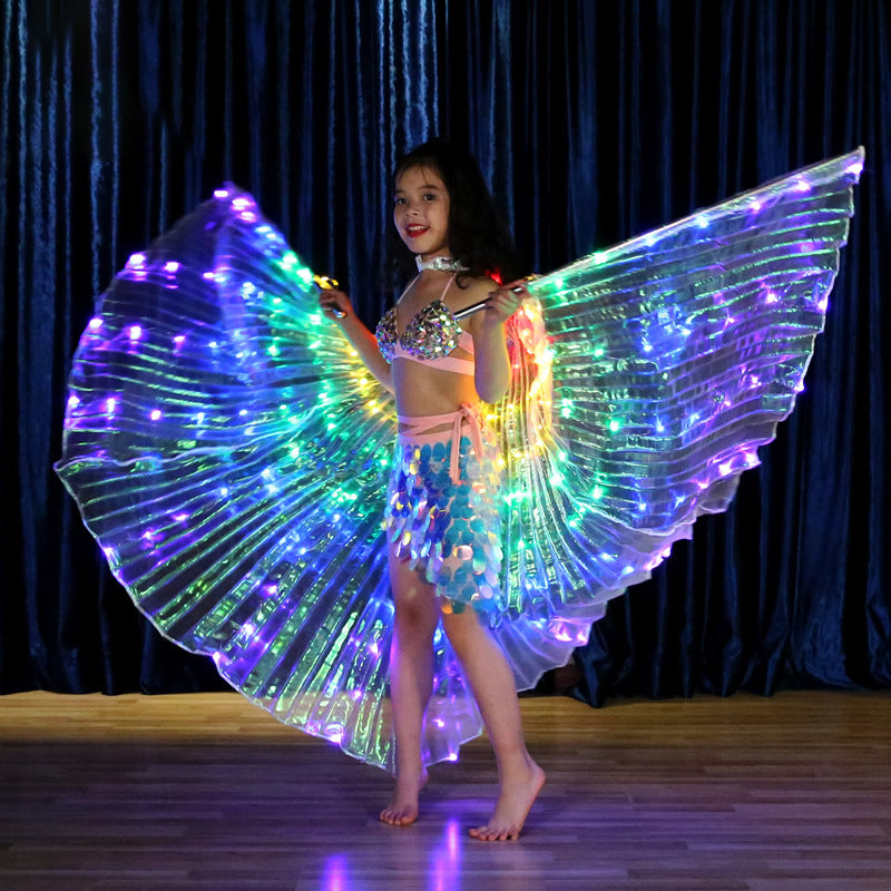 LED Butterfly Wings Halloween Stage Performance Props Women Dance Prop DJ LED Dance Wings Light Up Wing Costume  Dance Wings Rainbow Colors With Stick Angelwarriorfitness.com