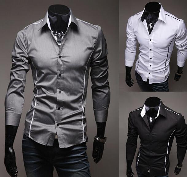 Men Shirt Fashion Cotton Slim Men Shirt Long Sleeve High Quality Casual Black White Gray Men Shirt For Men Angelwarriorfitness.com
