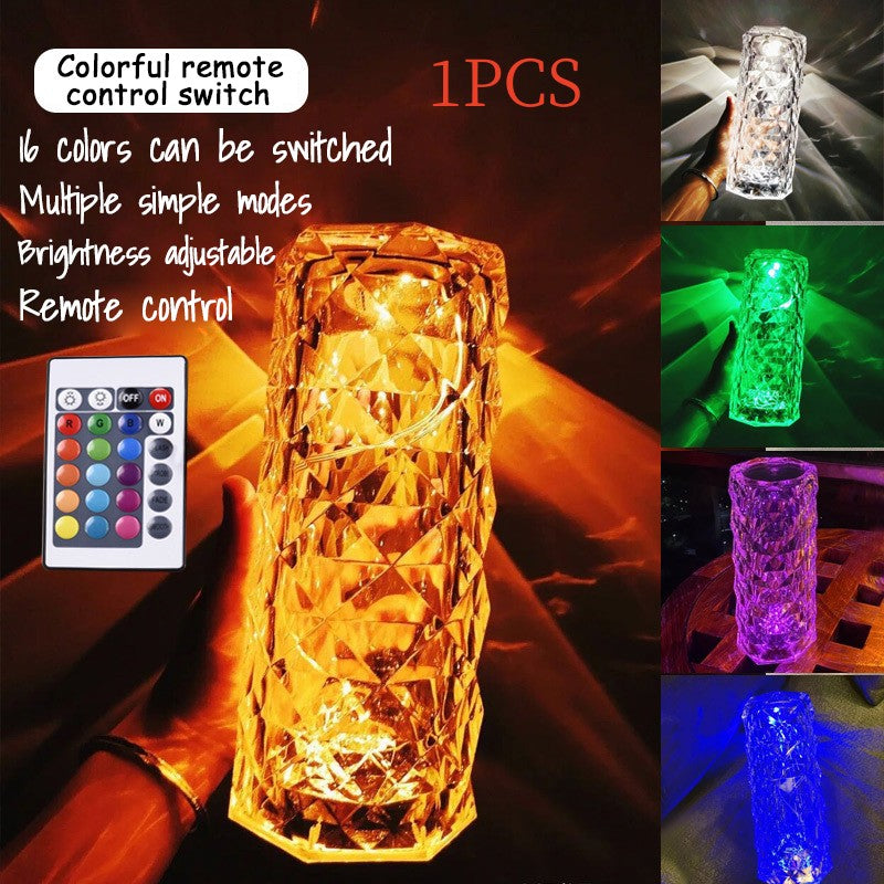 Romantic LED Rose Diamond Table Lamps For Bedroom Living Room Party Dinner Decor Creative Lights Angelwarriorfitness.com
