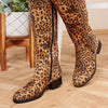 High Top Rider Boots Leopard Print Boots Side Zipper Angelwarriorfitness.com