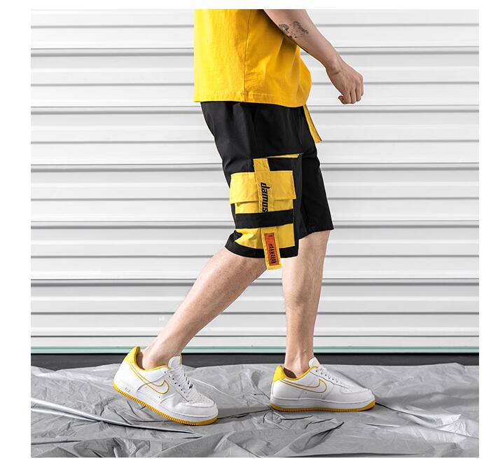 Hip hop shorts mens black casual street wear elastic shorts Angelwarriorfitness.com