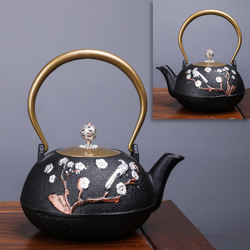 Creative Literary And Art Hand-made Boiled Teapot Happy Iron Teapot Angelwarriorfitness.com