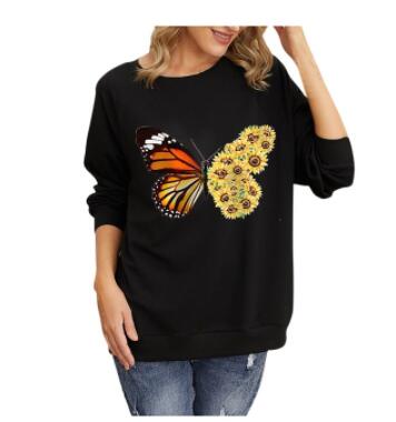 Autumn new butterfly butterfly print ladies sweater Angelwarriorfitness.com