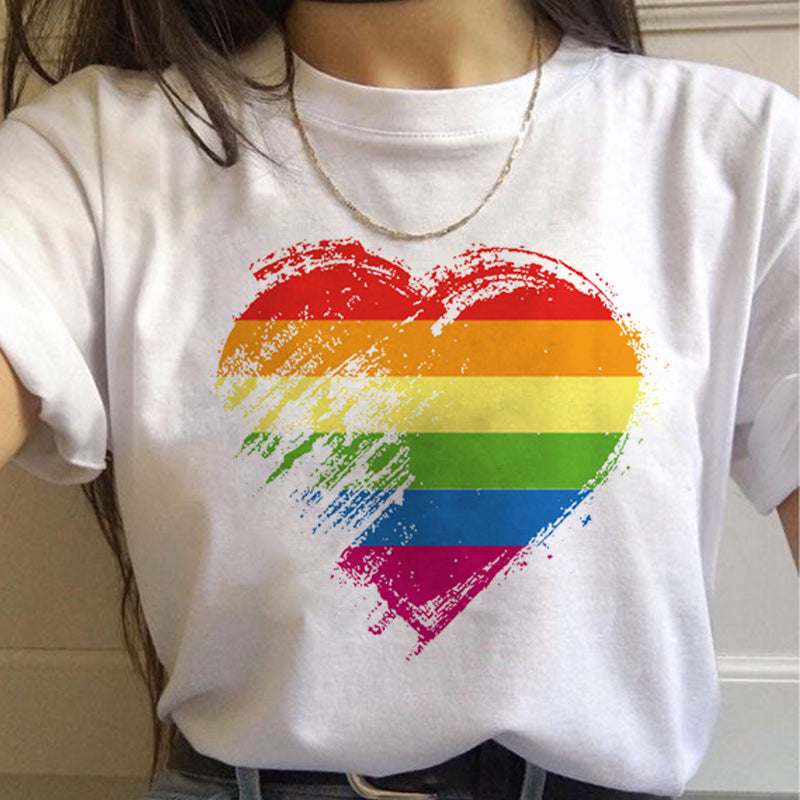 WomenT Shirts Gay Pride Rainbow Gay Short Sleeve Ladies T-shirt Girlfriends Angelwarriorfitness.com