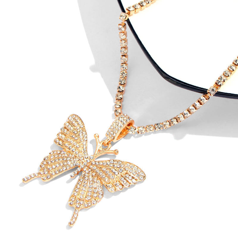 Rhinestone butterfly necklace Angelwarriorfitness.com