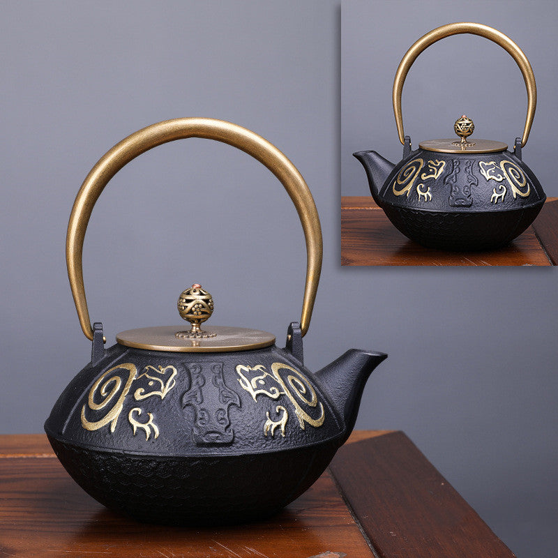 Creative Literary And Art Hand-made Boiled Teapot Happy Iron Teapot Angelwarriorfitness.com