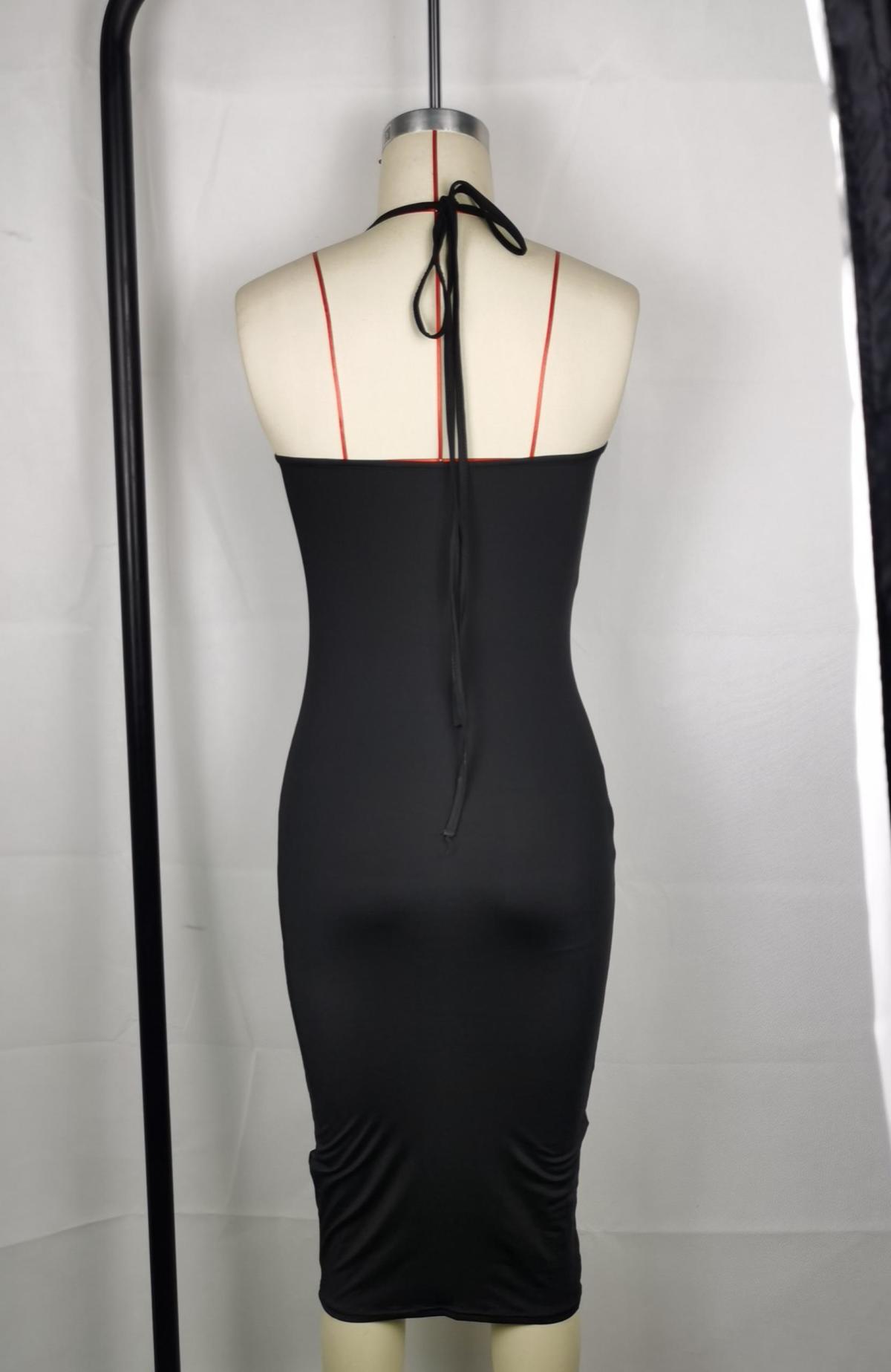 Women's Sexy Backless Halter Sheer Dress Angelwarriorfitness.com