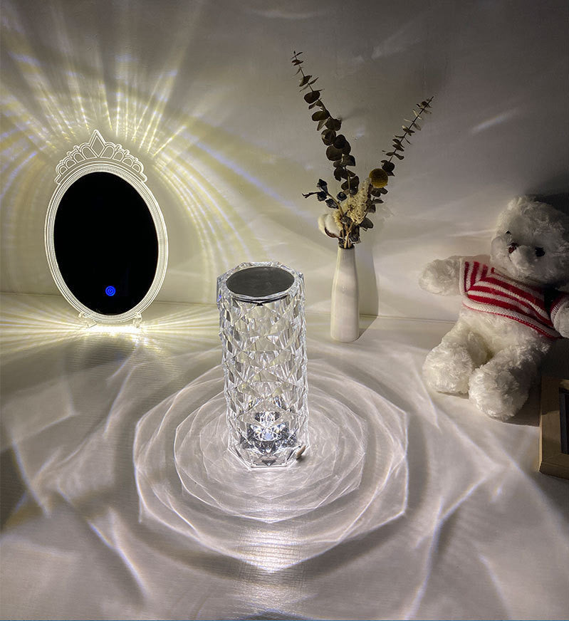 Romantic LED Rose Diamond Table Lamps For Bedroom Living Room Party Dinner Decor Creative Lights Angelwarriorfitness.com