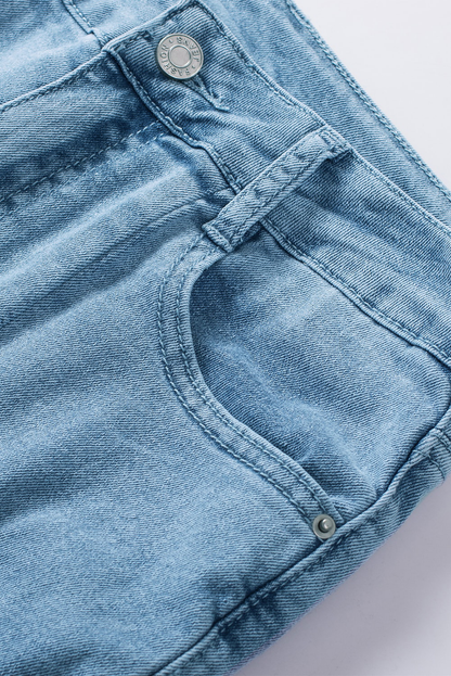 Sky Blue High Waist Seamed Split Flare Jeans Angelwarriorfitness.com