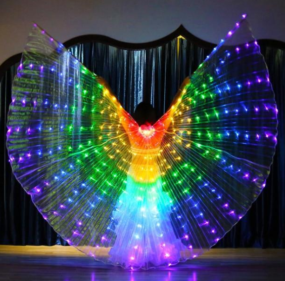 LED Butterfly Wings Halloween Stage Performance Props Women Dance Prop DJ LED Dance Wings Light Up Wing Costume  Dance Wings Rainbow Colors With Stick Angelwarriorfitness.com