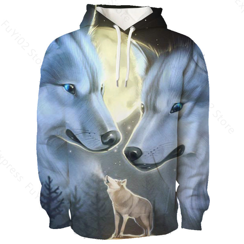 Animal 3d Wolf Pattern Hoodie Men And Women Sports Casual Wear Angelwarriorfitness.com