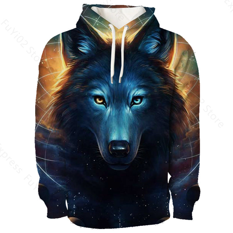 Animal 3d Wolf Pattern Hoodie Men And Women Sports Casual Wear Angelwarriorfitness.com