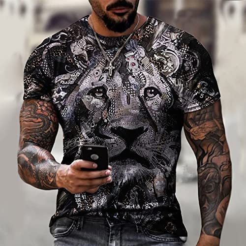 Taamlou Men's Muscle Fitness Short Sleeve Printed Personalized Fashion Sweatshirt Fashionable T-Shirt（M,TSM00818BD Angelwarriorfitness.com