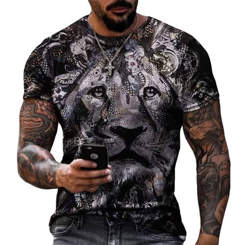 Taamlou Men's Muscle Fitness Short Sleeve Printed Personalized Fashion Sweatshirt Fashionable T-Shirt（M,TSM00818BD Angelwarriorfitness.com