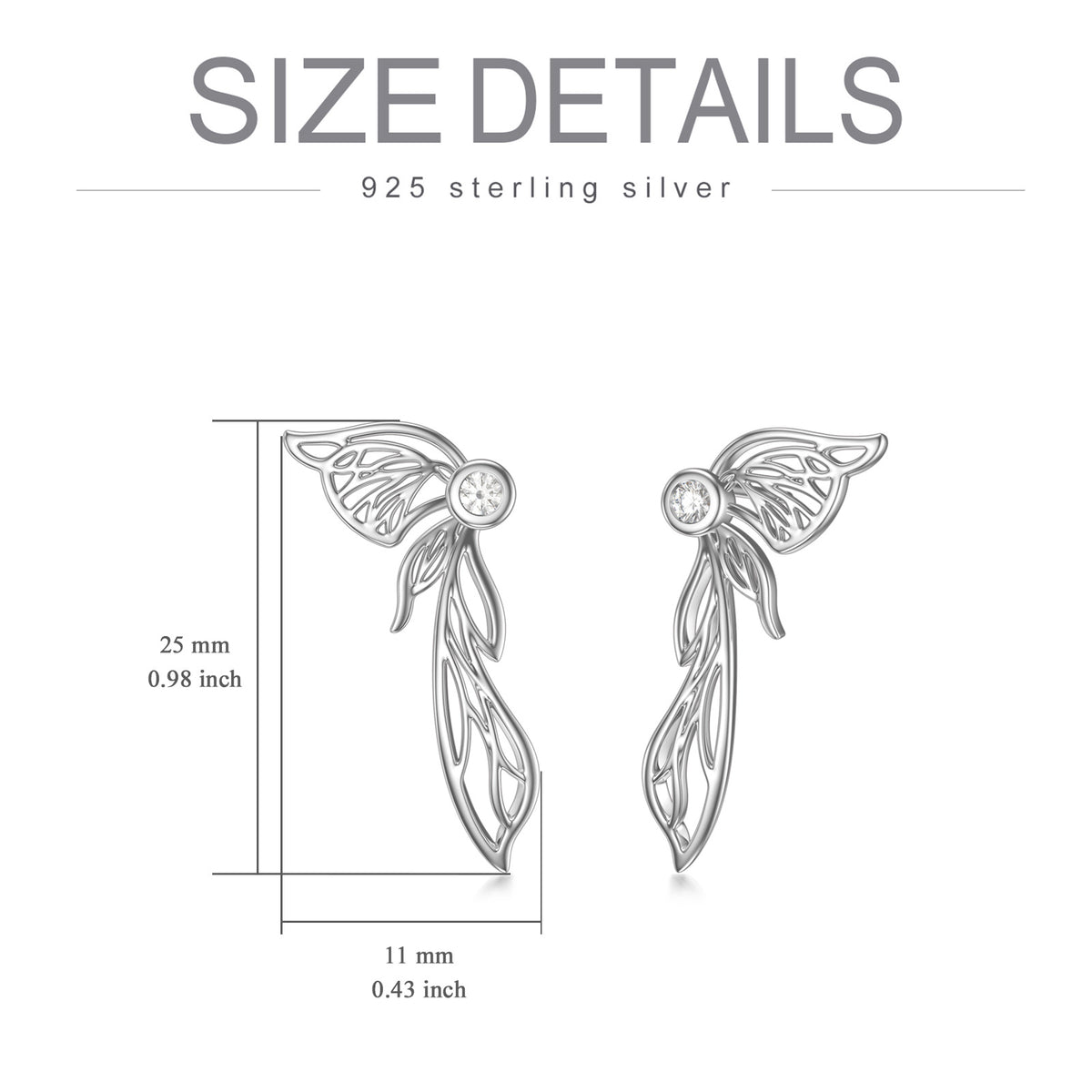 Butterfly Earrings Sterling Silver Butterfly Wing Stud Earrings Butterfly Jewelry Gifts for Women Angelwarriorfitness.com