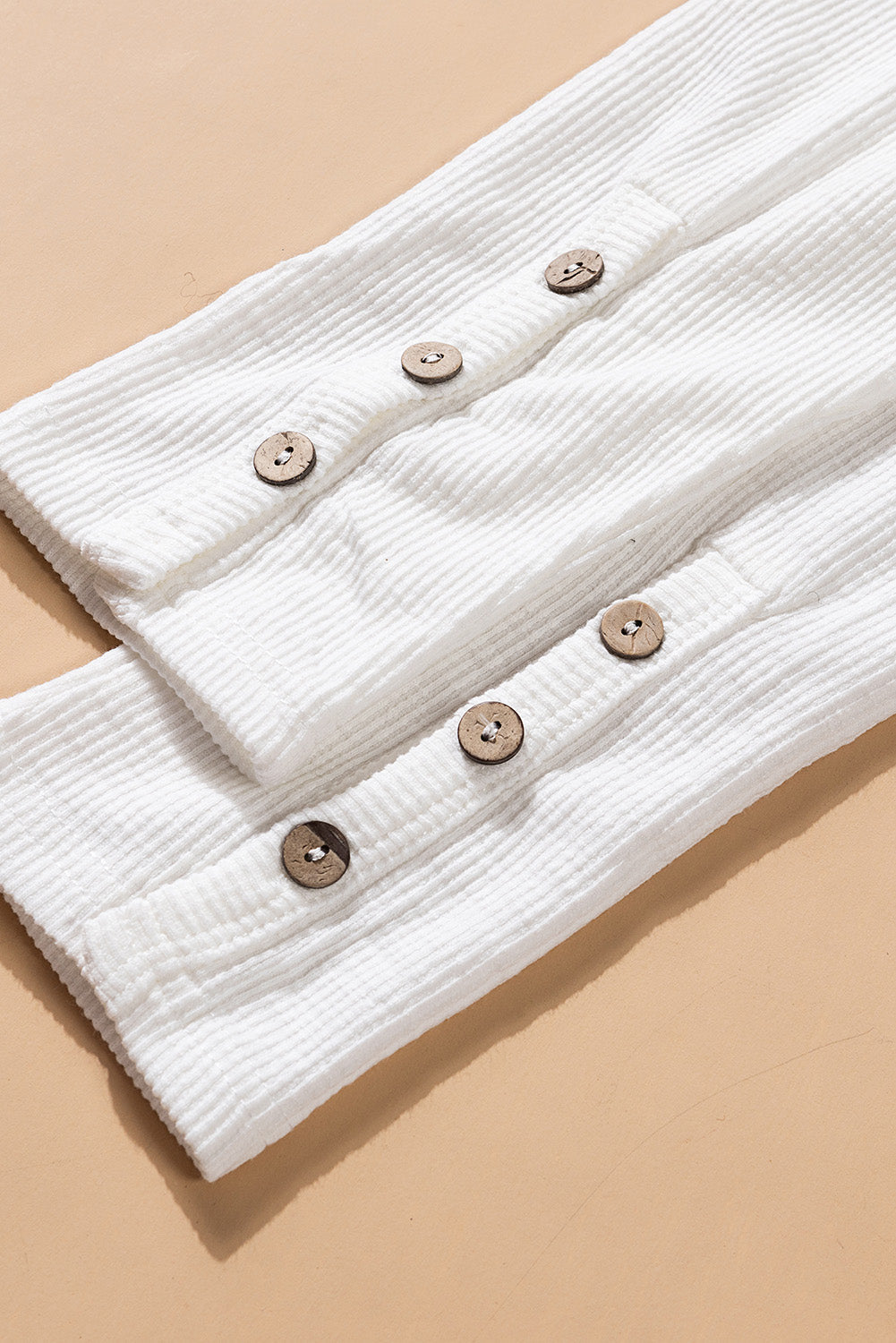 Crewneck Buttons Ribbed Knit Long Sleeve Top Angelwarriorfitness.com