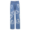 Love graffiti women high waist straight slim jeans Angelwarriorfitness.com