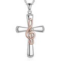 Musical Note Necklace Sterling Silver Religious Cross Pendant Necklace Jewelry Gifts Angelwarriorfitness.com