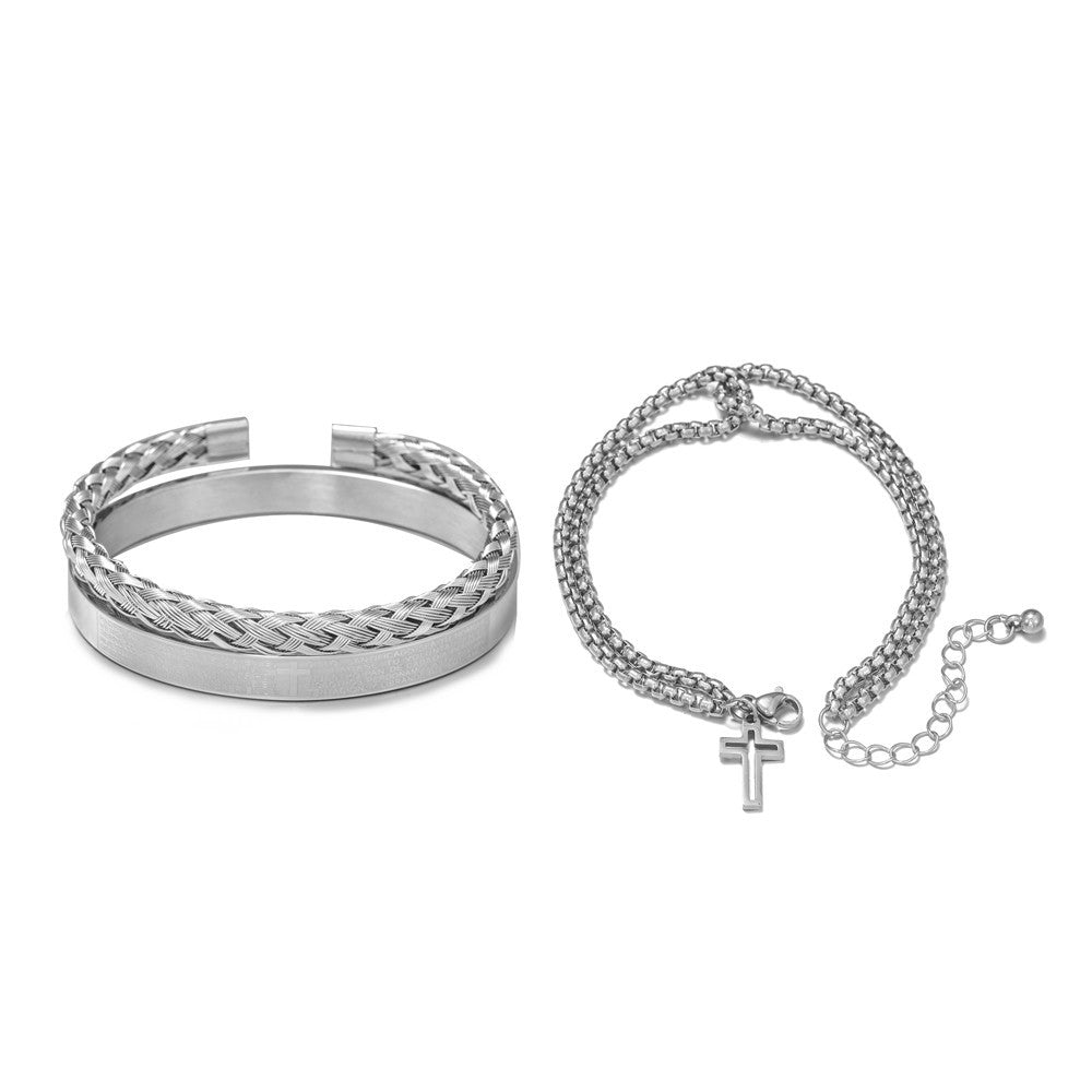 Mens Bangle Bracelets-Cross-braided  and roped Angelwarriorfitness.com