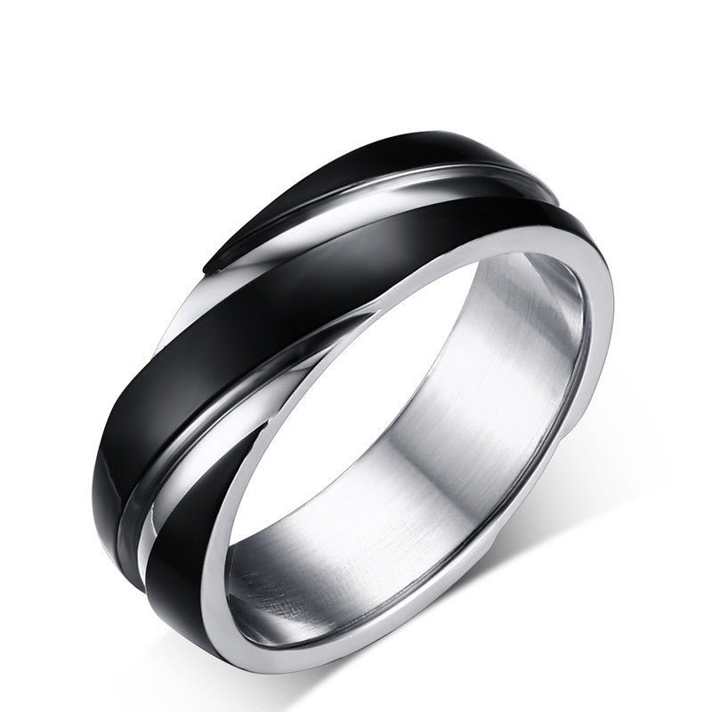 Black Titanium Steel Twill Men's Ring Angelwarriorfitness.com