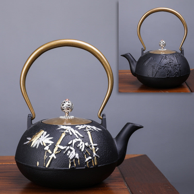 Creative Literary And Art Hand-made Boiled Teapot Happy Iron Teapot Angelwarriorfitness.com