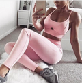 Yoga Set New  Solid Crop Top Long Pant Athleisure Women Suit Gym Sports BraLegging Two Piece Set Sportswear Angelwarriorfitness.com