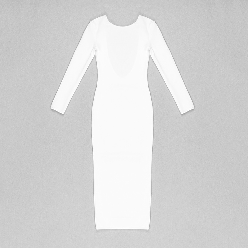 Sexy Round Neck Backless Chain Solid Color Bodycon Dress Angelwarriorfitness.com