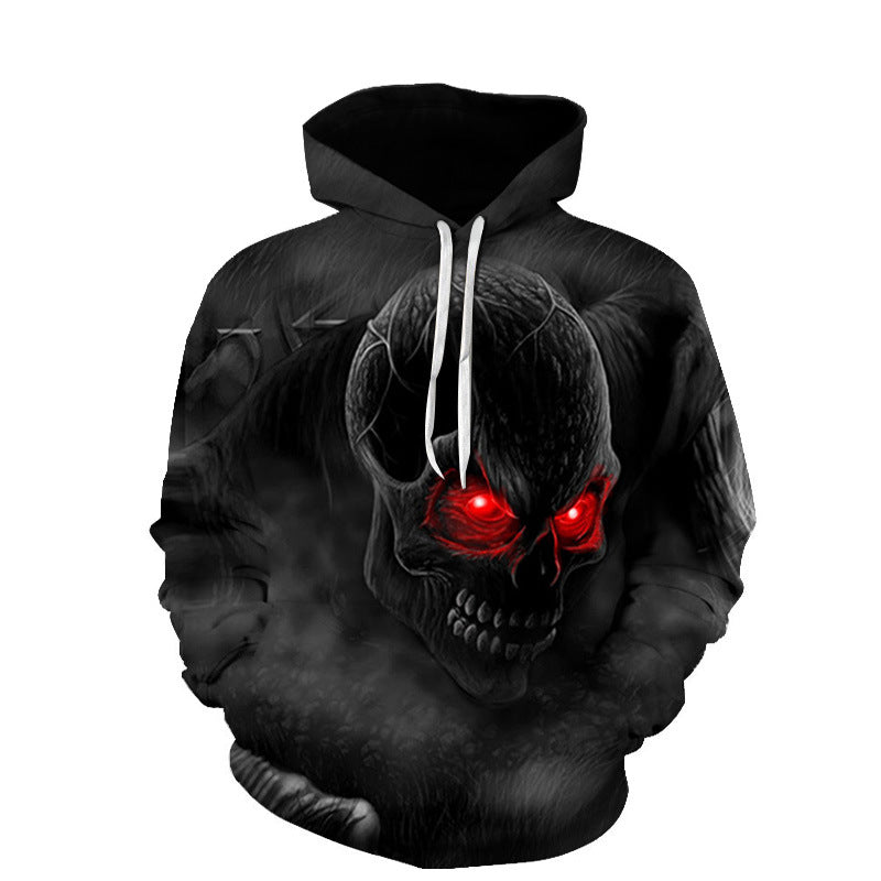 Blue Skull 3D Digital Printing Hoodie Pocket Pullover Sweater Men Angelwarriorfitness.com