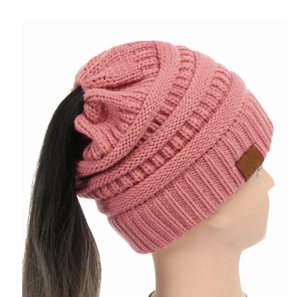 High Bun Ponytail Beanie Hat Chunky Soft Stretch Cable Knit Warm Fuzzy Lined Skull Beanie Acrylic Hats Men And Women Angelwarriorfitness.com