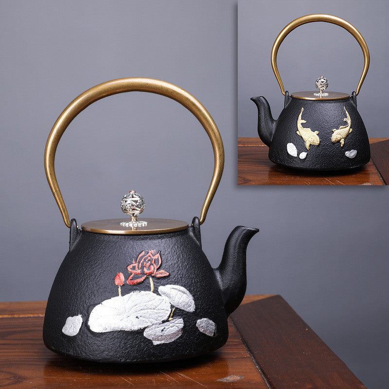 Creative Literary And Art Hand-made Boiled Teapot Happy Iron Teapot Angelwarriorfitness.com