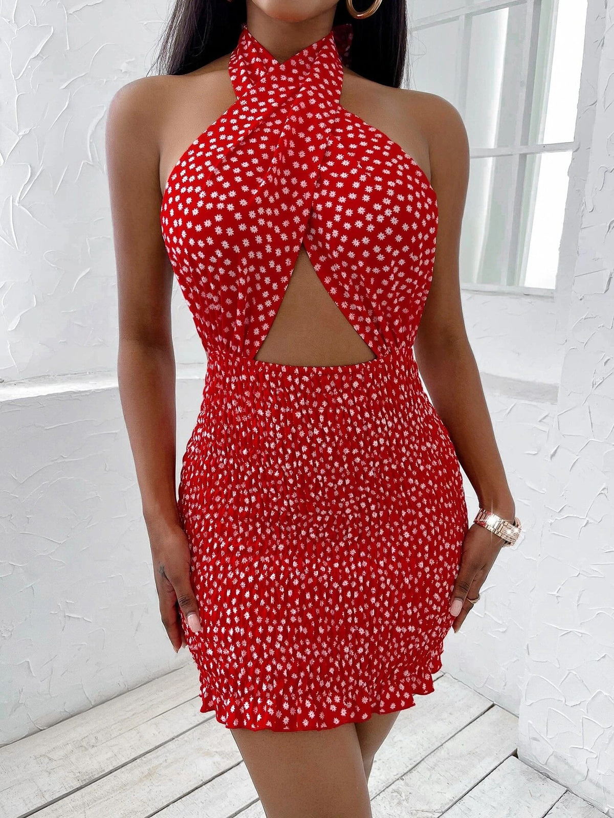 Ladies' Hollow Backless Halter Neck Dress Angelwarriorfitness.com