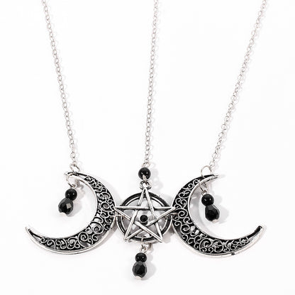 Gothic Pentagram Necklace Moon Crystal Angelwarriorfitness.com