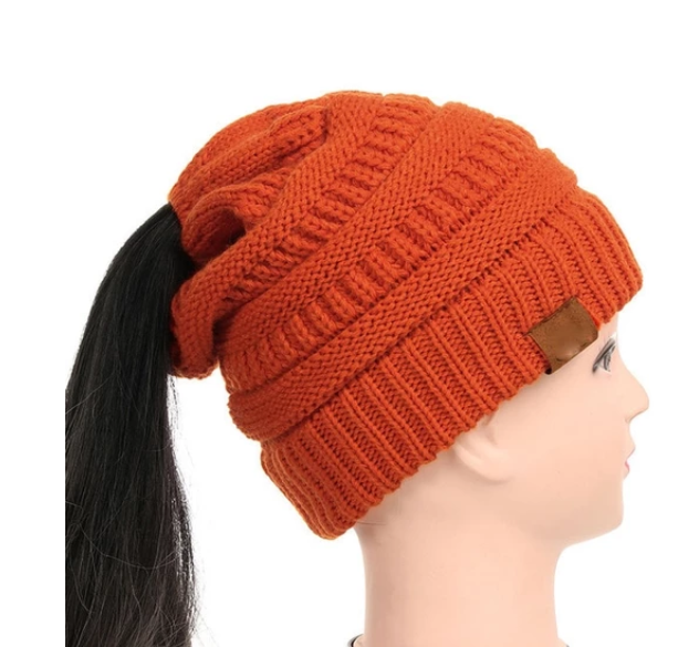 High Bun Ponytail Beanie Hat Chunky Soft Stretch Cable Knit Warm Fuzzy Lined Skull Beanie Acrylic Hats Men And Women Angelwarriorfitness.com