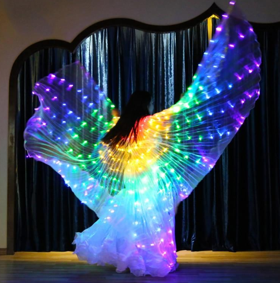 LED Butterfly Wings Halloween Stage Performance Props Women Dance Prop DJ LED Dance Wings Light Up Wing Costume  Dance Wings Rainbow Colors With Stick Angelwarriorfitness.com